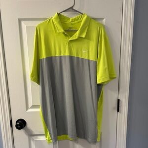 Nike Men's Vibrant Green and Gray Polo Shirt